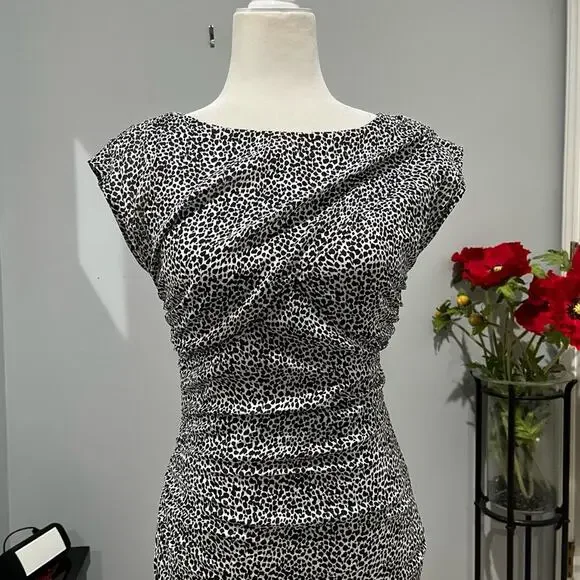 NEW Ann Taylor Silk Classic Ruched Draped Tailored Hourglass City Pencil Dress 0 - Picture 2 of 16